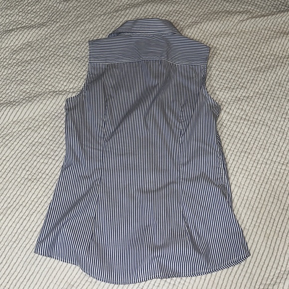 Banana Republic Button Down Collared Sleeveless Top, Blue and White Striped - Picture 4 of 4